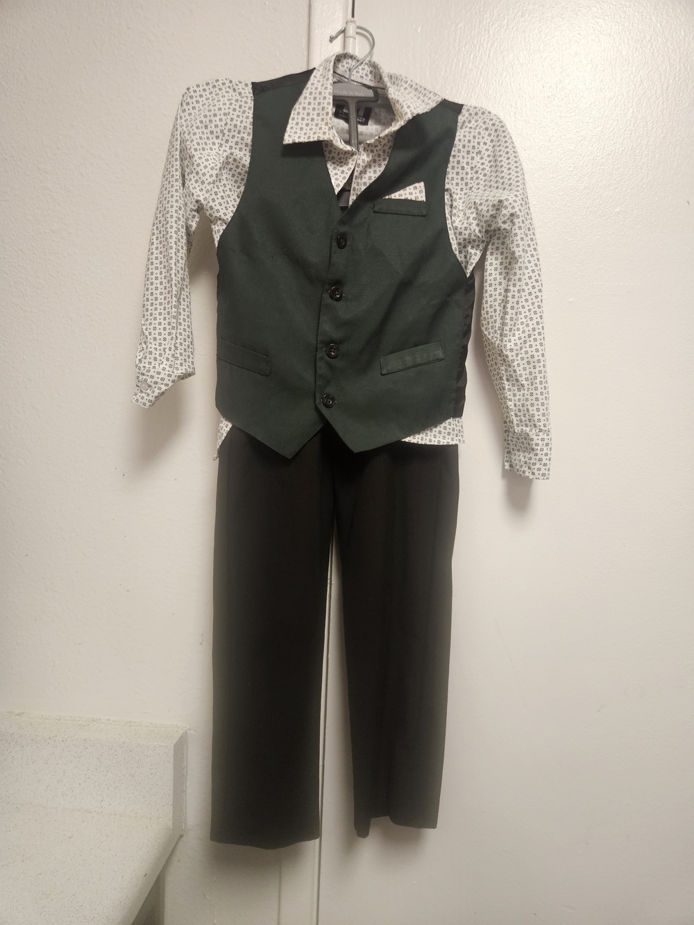 Kids Green Vest and Shirt Costume Set - Classic Formal Look